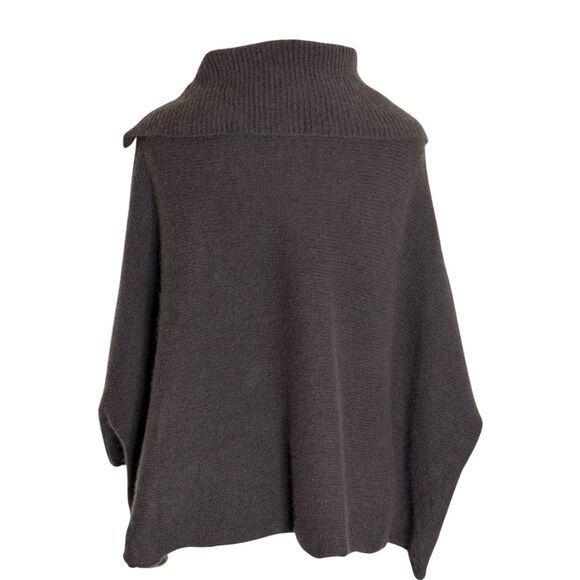 Caz Cashmere Sweater Crop Dolman Asymetrical Neck Gray Brown OS - Picture 4 of 5